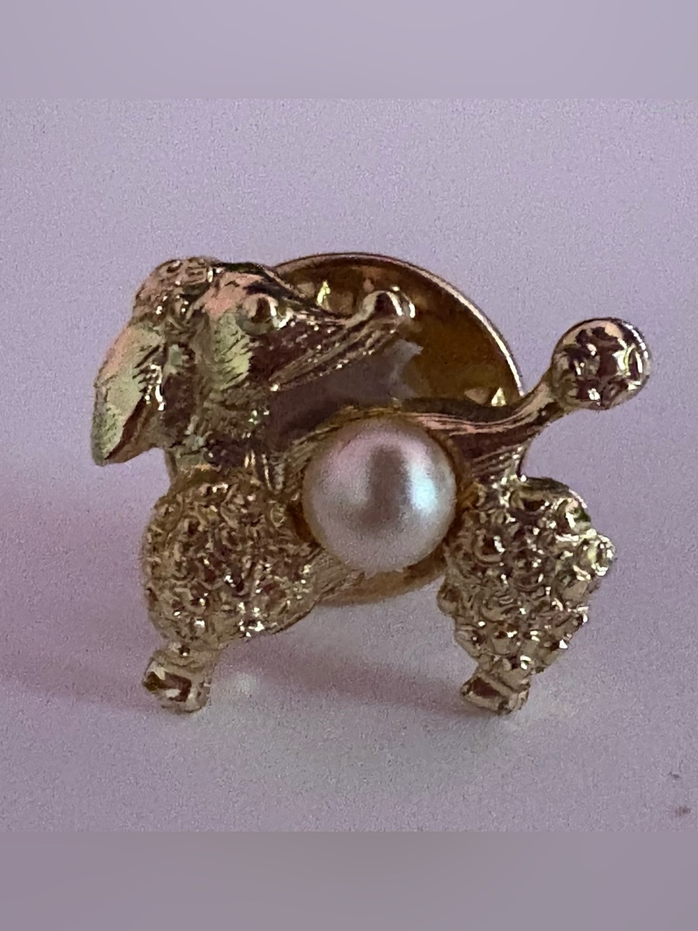 VTG 1950s Little Nemo Poodle Pin Brooch Gold Tone Faux Pearl Mid Century